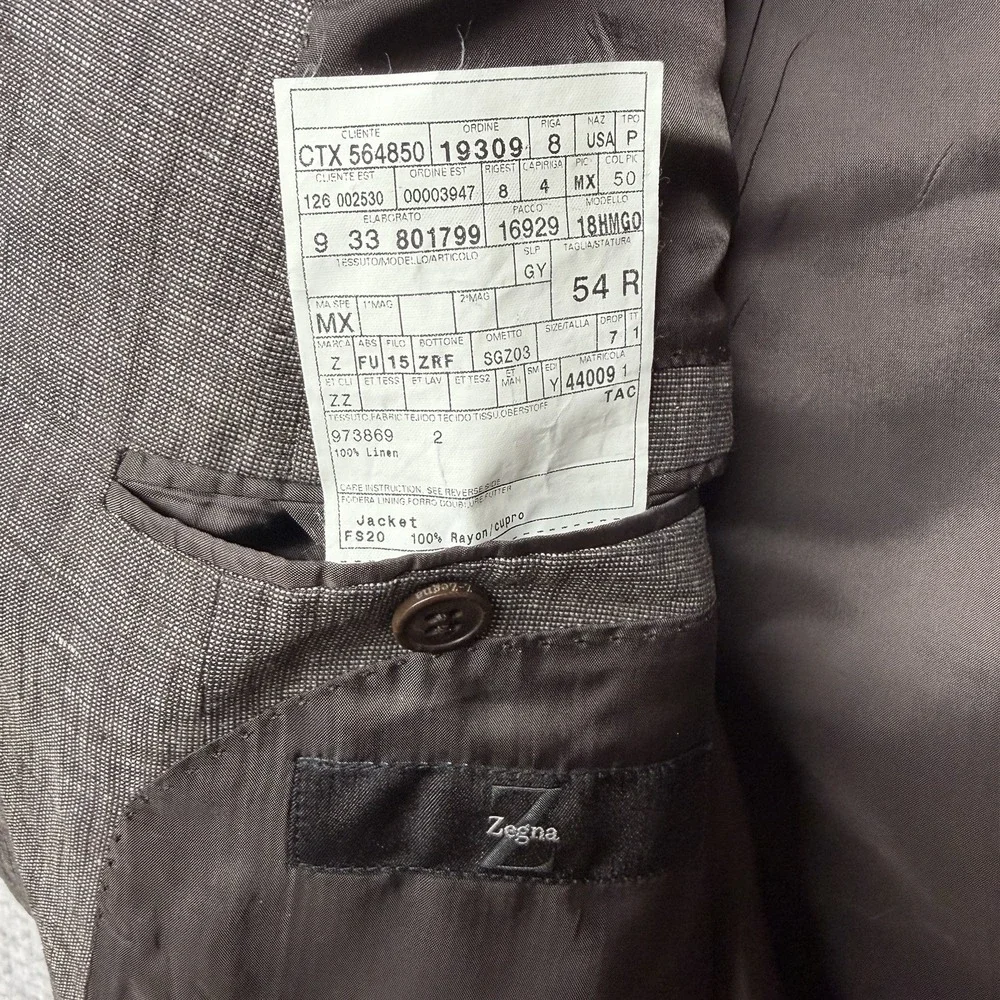 Ermenegildo Zegna Linen Sport Coat Blazer Mens 54R Brown Business 2 Button
